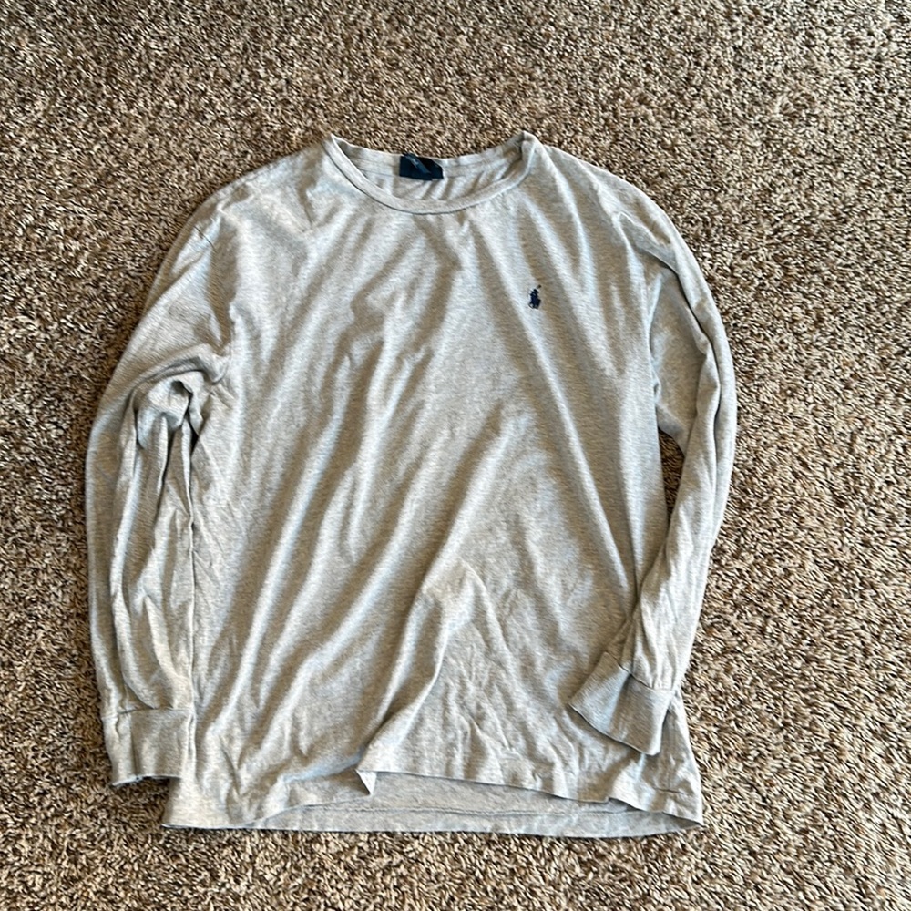 Men’s Large Polo by Ralph Lauren Gray Cotton long sleeve shirt